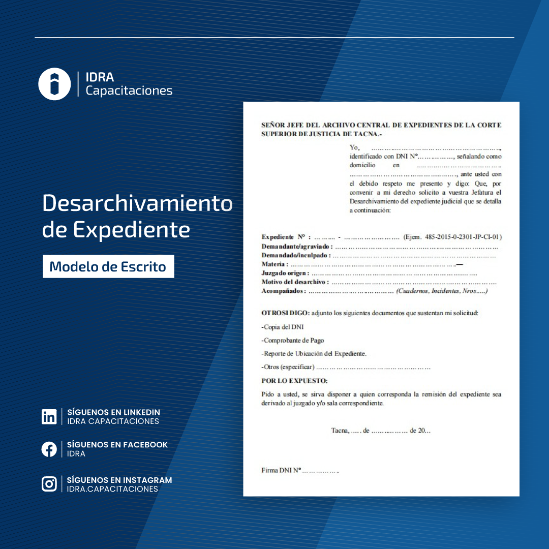 MODELO] Escrito solicitando el desarchivamiento del expediente – IDRA BLOG