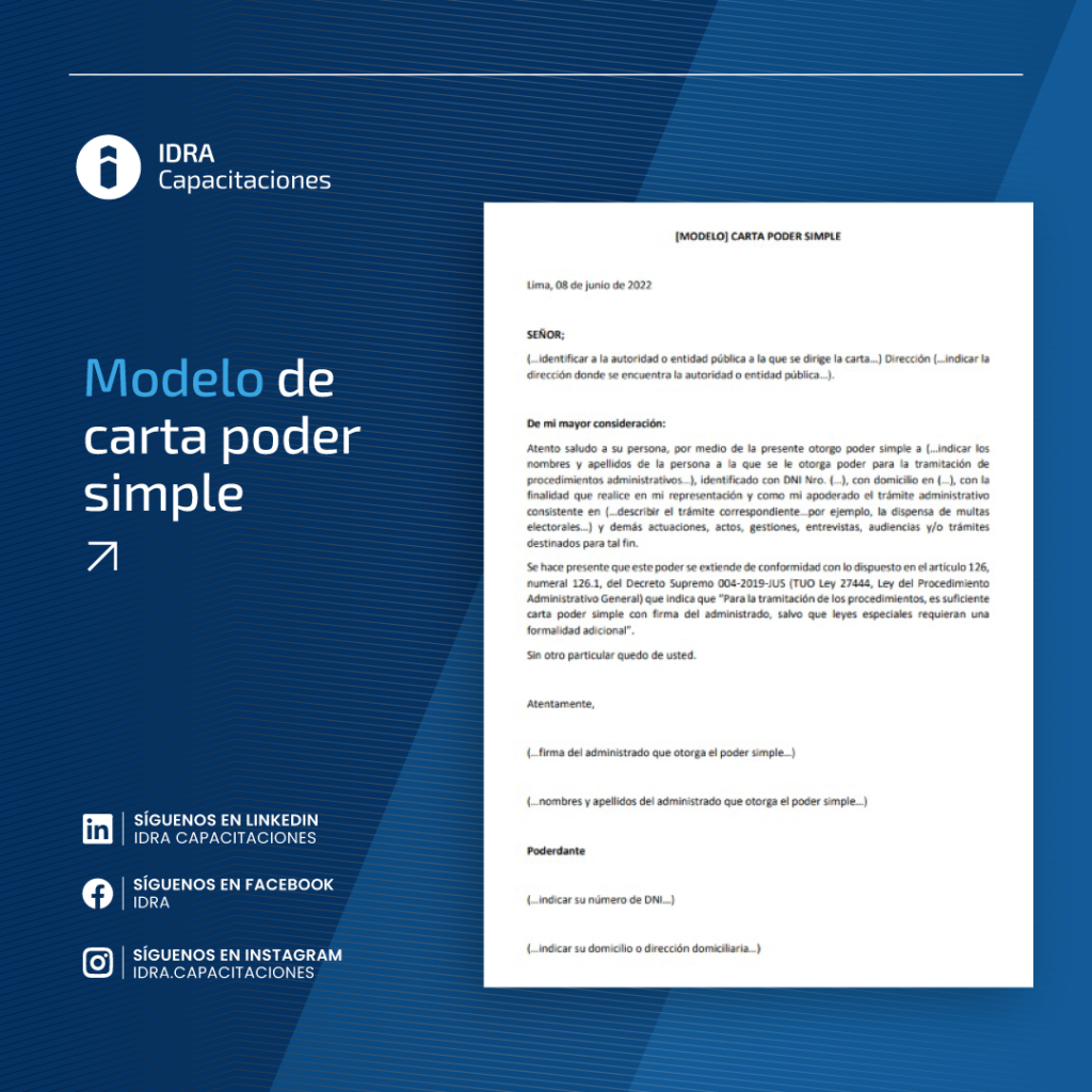 Modelo Carta Poder Simple En El Procedimiento Administrativo Idra Blog